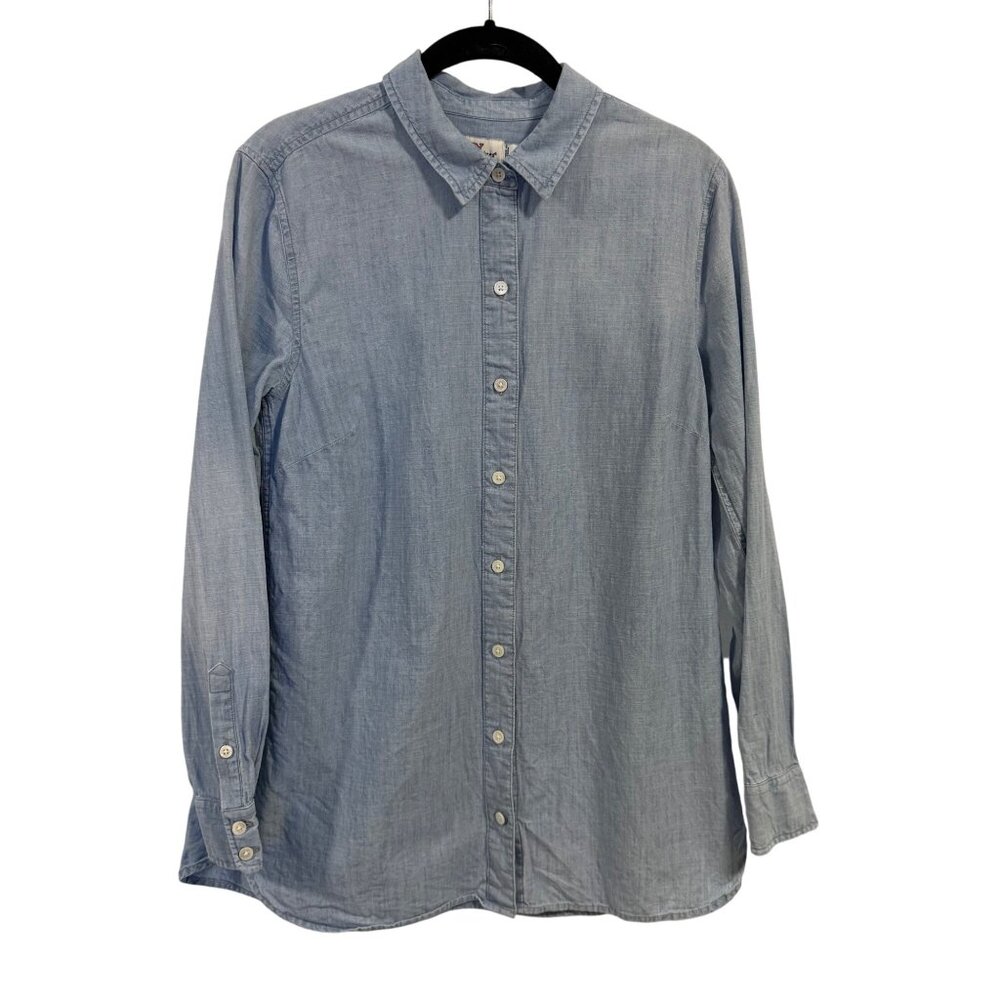 Vineyard‎ Vines Relaxed Chambray Long Sleeve Button Up Blue Blouse Size 6